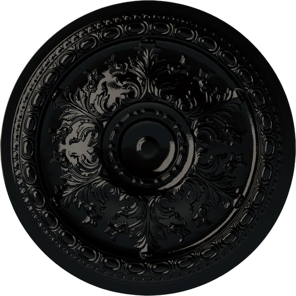 Ekena Millwork Oslo Ceiling Medallion (Fits Canopies up to 7 5/8"), Hand-Painted Black Pearl, 38 3/8"OD x 2 7/8"P CM38OSBPS - main